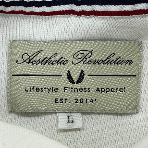 ASRV Hoodie Mens Large White Longline Terry Pullover Gym Athletic Slim-Fit - Picture 7 of 12